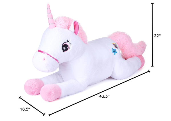 IKASA Giant Unicorn Stuffed Animal Plush Toy,Large Cute Jumbo Soft Toys,Huge Big Size Plushy Fluffy Fat Oversized Plushie,Gifts for Kids Girls Boys Girlfriend (White, 43 inches)