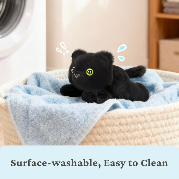 IKASA Black Cat Stuffed Animals Plush Toys,8 inches Cute Plushie Kitten Soft Cuddly Toy, Gifts for Family Kids Girls Boys