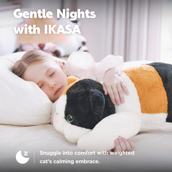 IKASA 5 lbs Weighted Stuffed Animal Calico Cat Plush Toy,Giant Large Big Soft Kitten Toys,24 inches Huge Size Cute Fat Plushie,Gifts for Kids Boys