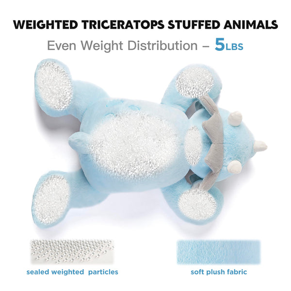 IKASA 5 lbs Weighted Stuffed Animal Triceratops Dinosaur Plush Toy,30 inches Giant Large Big Jumbo Soft Toys, Huge Size Cute Fluffy Heavy Fat Oversized Plushie,Gifts for Kids Girls Boys