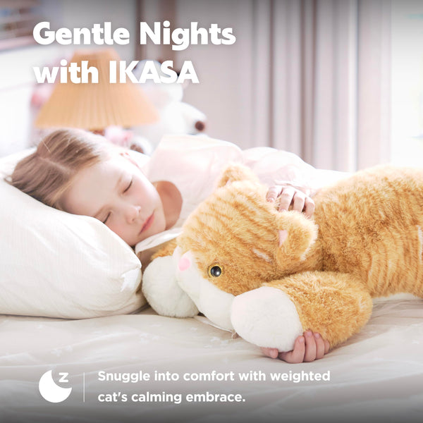 IKASA 5 lbs Weighted Stuffed Animal Orange Tabby Cat Plush Toy,Giant Large Big Jumbo Soft Kitten Toys,24 inches Huge Cute Fat Plushy,Gifts for Kids