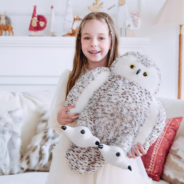 IKASA Lifelike Giant Snowy Owl Stuffed Animal Plush Toy,17 inches Large Big Size Cute Soft Toys,Huge Jumbo Plushy Plushie,Gifts for Kids Boys