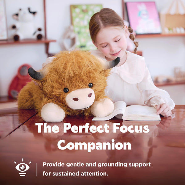 IKASA 5 lbs Weighted Stuffed Animal Highland Cow Plush Toy,24 inches Giant Large Big Jumbo Soft Toys, Huge Size Cute Fluffy Heavy Fat Oversized Plushie,Gifts for Kids Girls Boys