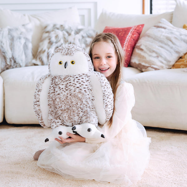 IKASA Lifelike Giant Snowy Owl Stuffed Animal Plush Toy,17 inches Large Big Size Cute Soft Toys,Huge Jumbo Plushy Plushie,Gifts for Kids Boys