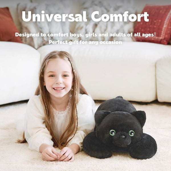 IKASA 5 lbs Weighted Stuffed Animal Black Cat Plush Toy,24 inches Giant Large Big Jumbo Kitten Toys,Huge Size Fat Plushie,Gifts for Kids Girls Boys