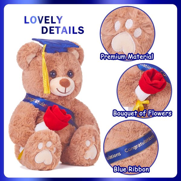 IKASA Graduation Teddy Bear 2026 Stuffed Animal Plush Toy with Cap,11