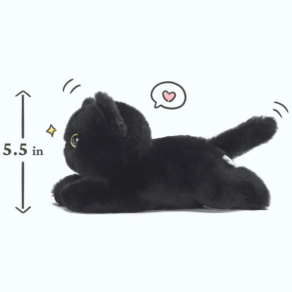 IKASA Black Cat Stuffed Animals Plush Toys,8 inches Cute Plushie Kitten Soft Cuddly Toy, Gifts for Family Kids Girls Boys