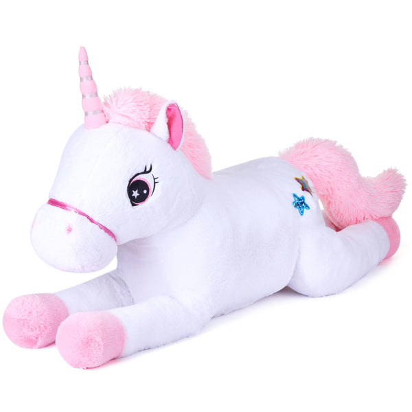 IKASA Giant Unicorn Stuffed Animal Plush Toy,Large Cute Jumbo Soft Toys,Huge Big Size Plushy Fluffy Fat Oversized Plushie,Gifts for Kids Girls Boys Girlfriend (White, 43 inches)