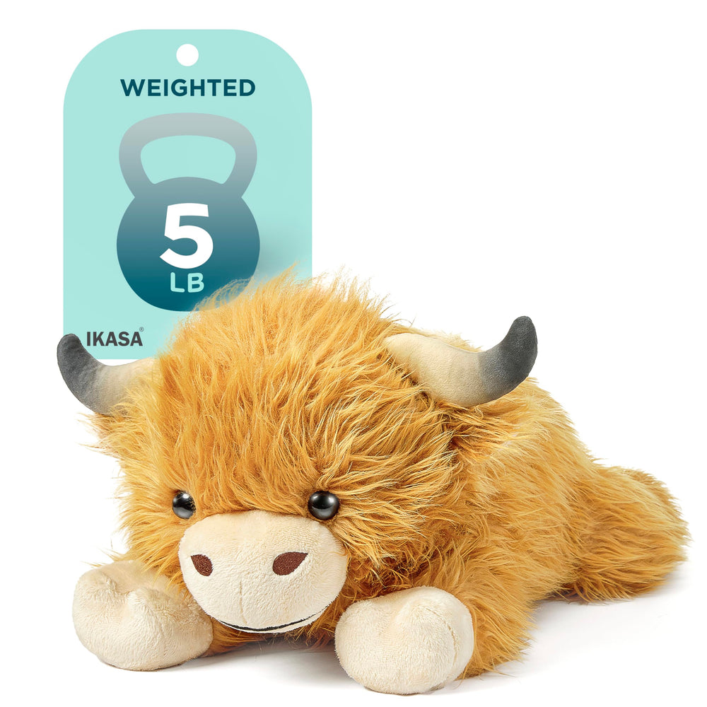 IKASA 5 lbs Weighted Stuffed Animal Highland Cow Plush Toy,24 inches Giant Large Big Jumbo Soft Toys, Huge Size Cute Fluffy Heavy Fat Oversized Plushie,Gifts for Kids Girls Boys