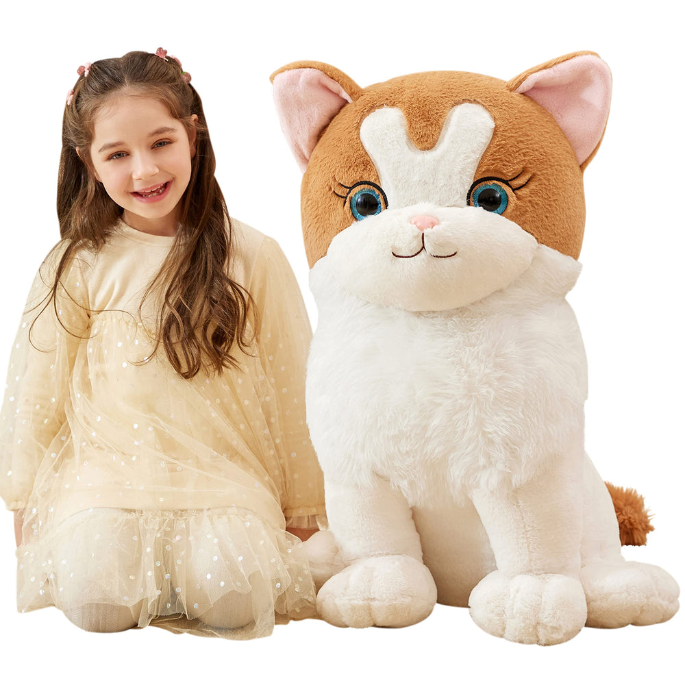 IKASA Giant Ragdoll Cat Stuffed Animal Plush Toy,Large Big Jumbo Soft Toys,23" Huge Size Cute Fluffy Plushy Fat Oversized Plushie,Gifts for Kids Girls Boys (23 inches, White)