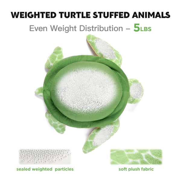 IKASA 5 lbs Weighted Stuffed Animal Sea Turtle Plush Toy,24 inches Giant Large Big Jumbo Soft Toys, Huge Size Cute Fluffy Heavy Fat Oversized Plushie,Gifts for Kids Girls Boys