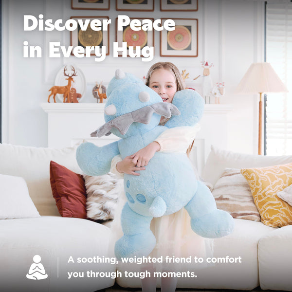 IKASA 5 lbs Weighted Stuffed Animal Triceratops Dinosaur Plush Toy,30 inches Giant Large Big Jumbo Soft Toys, Huge Size Cute Fluffy Heavy Fat Oversized Plushie,Gifts for Kids Girls Boys