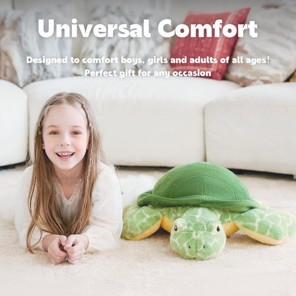 IKASA 5 lbs Weighted Stuffed Animal Sea Turtle Plush Toy,24 inches Giant Large Big Jumbo Soft Toys, Huge Size Cute Fluffy Heavy Fat Oversized Plushie,Gifts for Kids Girls Boys