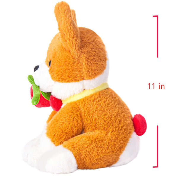 IKASA Corgi Dog Stuffed Animal Plush Toy with Rose Flower for Valentine,Cute Puppy 11