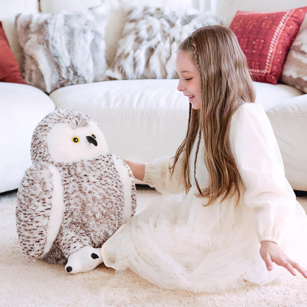 IKASA Lifelike Giant Snowy Owl Stuffed Animal Plush Toy,17 inches Large Big Size Cute Soft Toys,Huge Jumbo Plushy Plushie,Gifts for Kids Boys