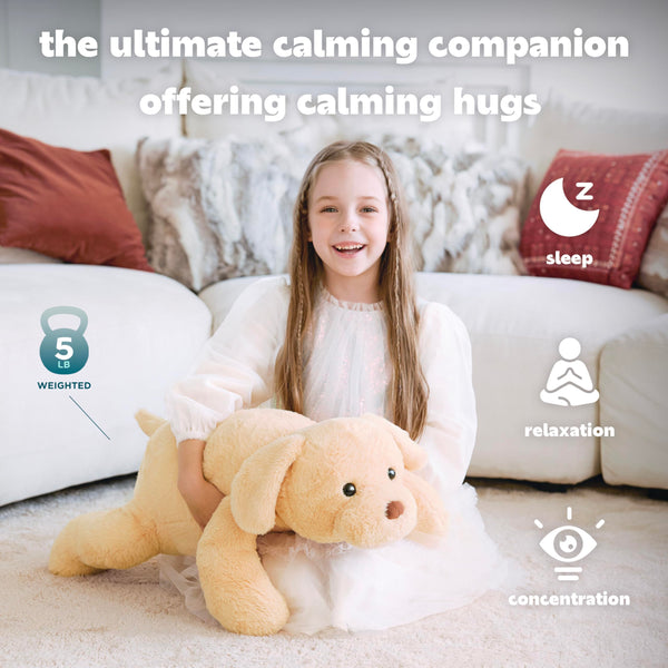 IKASA 5lbs Weighted Stuffed Animal Labrador Dog,26.5 inches Plush Toy Giant Large Big Jumbo Soft Puppy,Huge Size Cute Fat Plushie,Gift for Kids