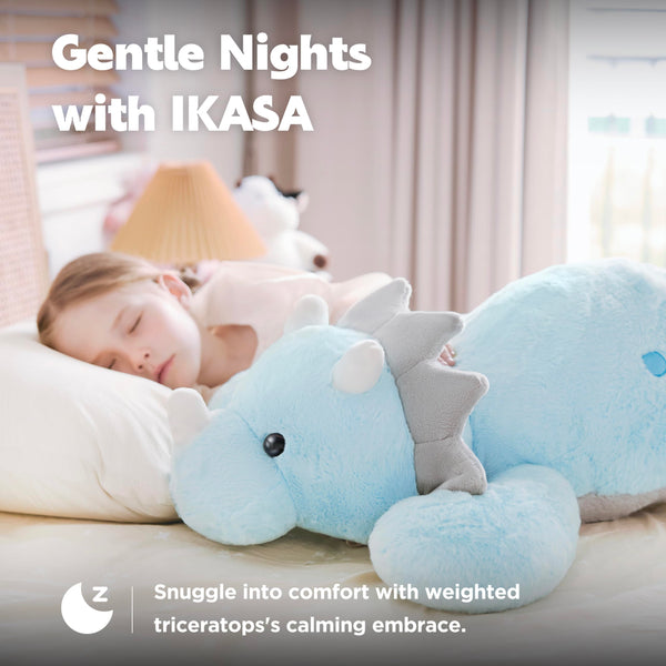 IKASA 5 lbs Weighted Stuffed Animal Triceratops Dinosaur Plush Toy,30 inches Giant Large Big Jumbo Soft Toys, Huge Size Cute Fluffy Heavy Fat Oversized Plushie,Gifts for Kids Girls Boys