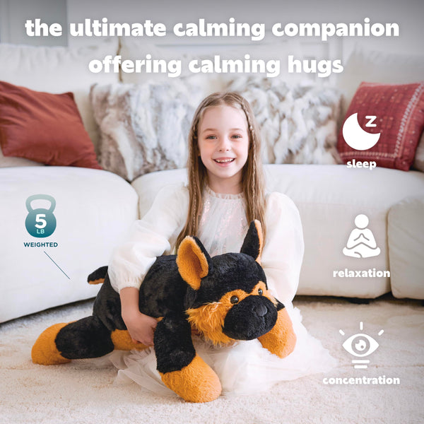 IKASA 5lbs Weighted Stuffed Animal German Shepherd Dog,26 inches Plush Toy Giant Large Big Jumbo Soft Puppy,Huge Size Cute Plushie,Gift for Kids