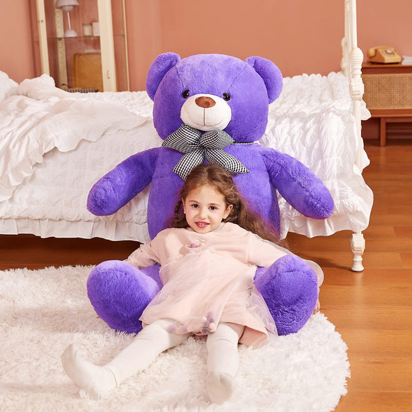 IKASA Giant Teddy Bear Stuffed Animal Plush Toy,Large Cute Jumbo Soft Toys,Huge Big Size Fluffy Plushie,Gifts for Kids (Purple, 47 inches)