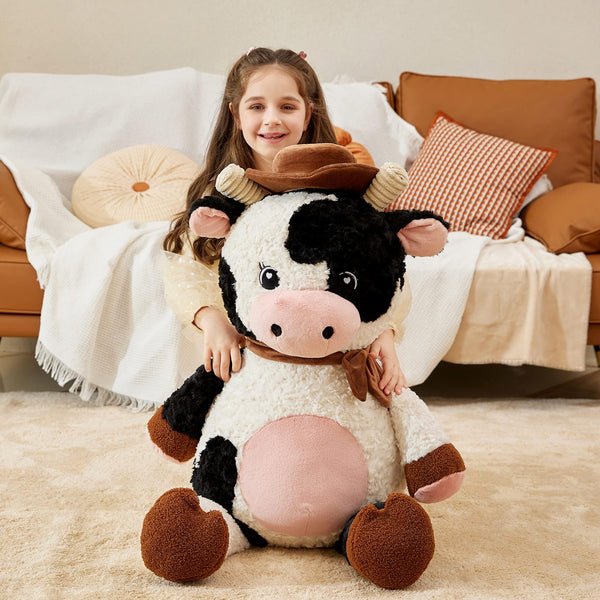 IKASA Giant Cow Stuffed Animal Plush Toy,30 Inches Large Big Jumbo Soft Toys, Huge Size Cute Fluffy Plushy Fat Oversized Plushie
