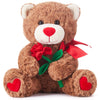 IKASA Bear Stuffed Animal Love Plush Toy with Bow for Valentine,Cute 10.6" Soft Plushie Small Toy,Gifts for Girlfriend (Bear)